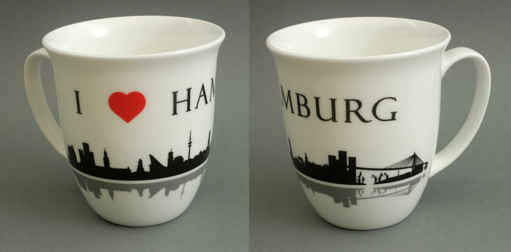 I love Hamburg Kaffeebecher Skyline 400ml Souvenir Kaffeetasse Kaffee Becher Andenken