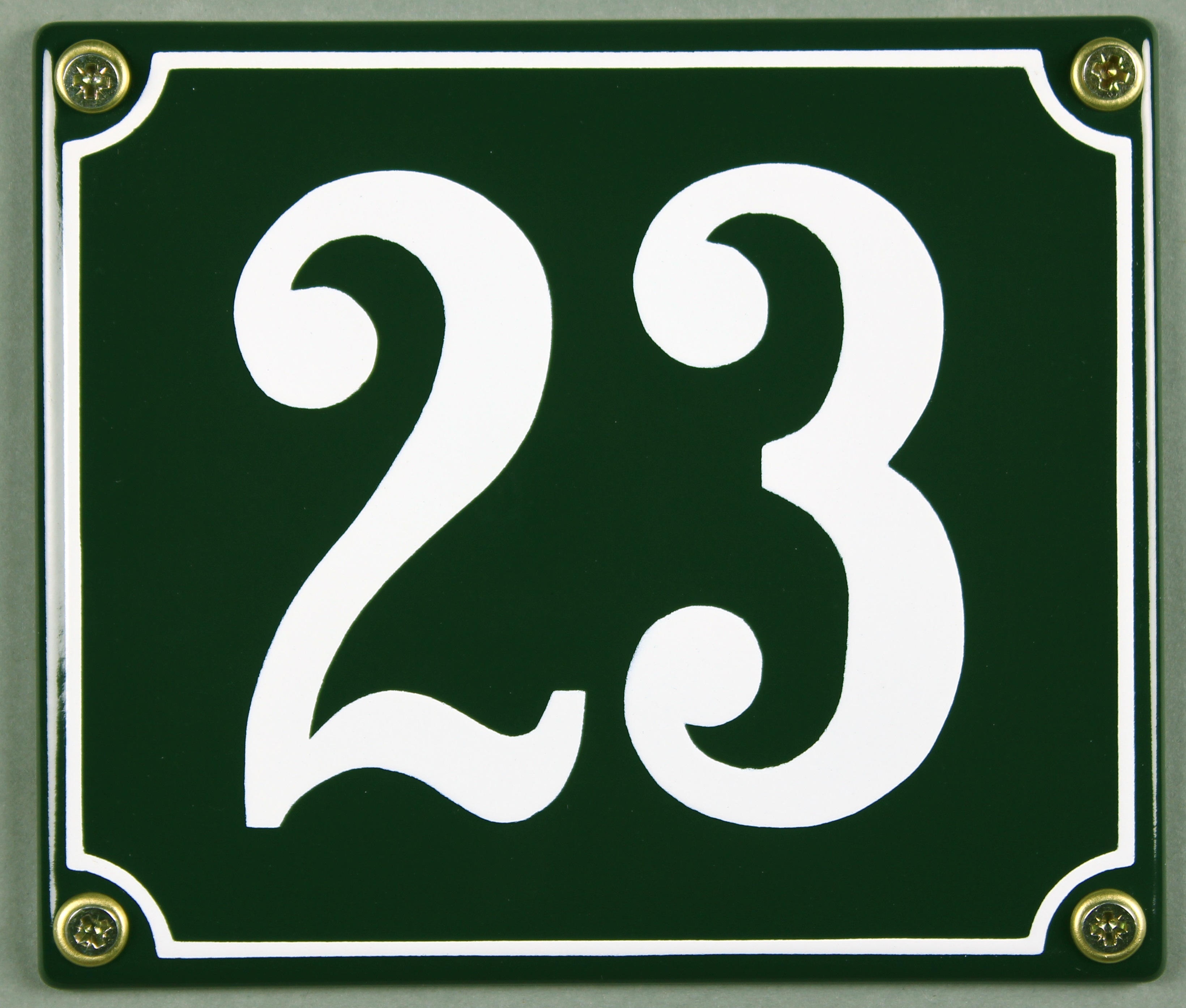 Hausnummernschild 23 grün 12x14 cm sofort lieferbar Schild Emaille Hausnummer Haus Nummer Zahl Ziffe