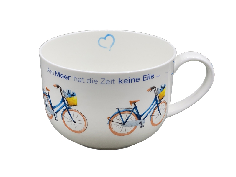 Jumbobecher  Am Meer hat die Zeit keine Eile XXL Becher groß Fahrrad Kaffeebecher Schüssel Schale