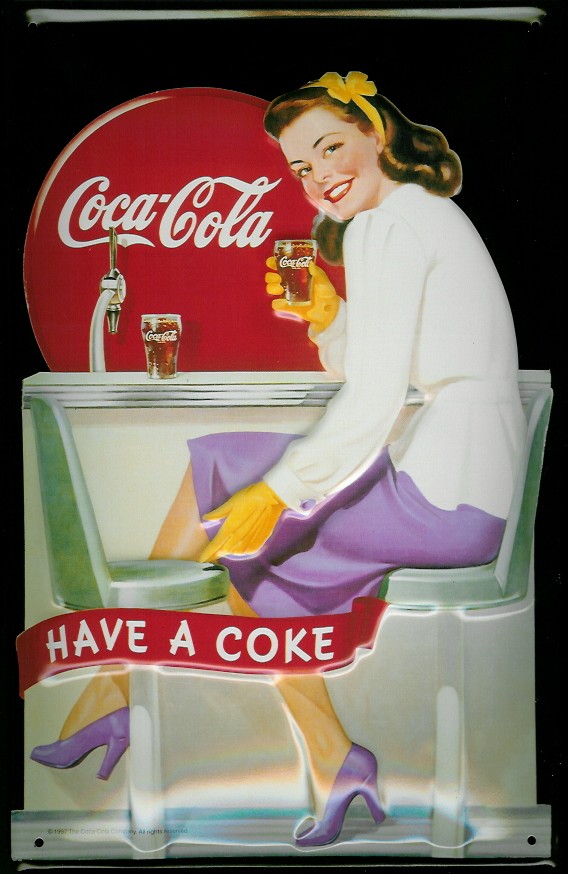 Blechschild Coca Cola Diner Girl nostalgisches Werbeschild retro Schild