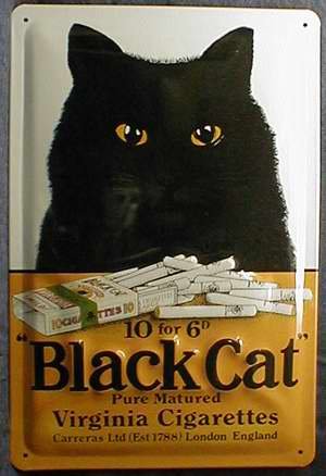 Blechschild Nostalgieschild Black Cat Cigarettes schwarze Katze Zigaretten