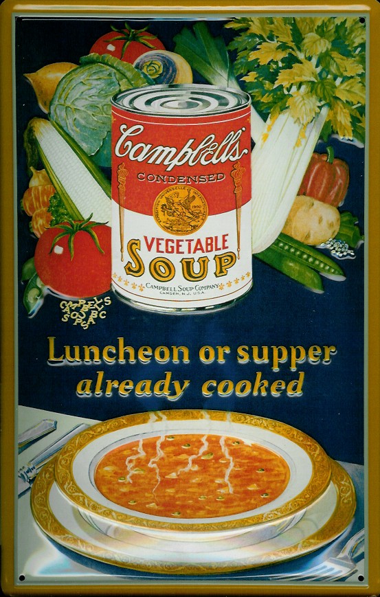 Blechschild Campbells vegetable soup Gemüsesuppe Suppe Schild Nostalgieschild