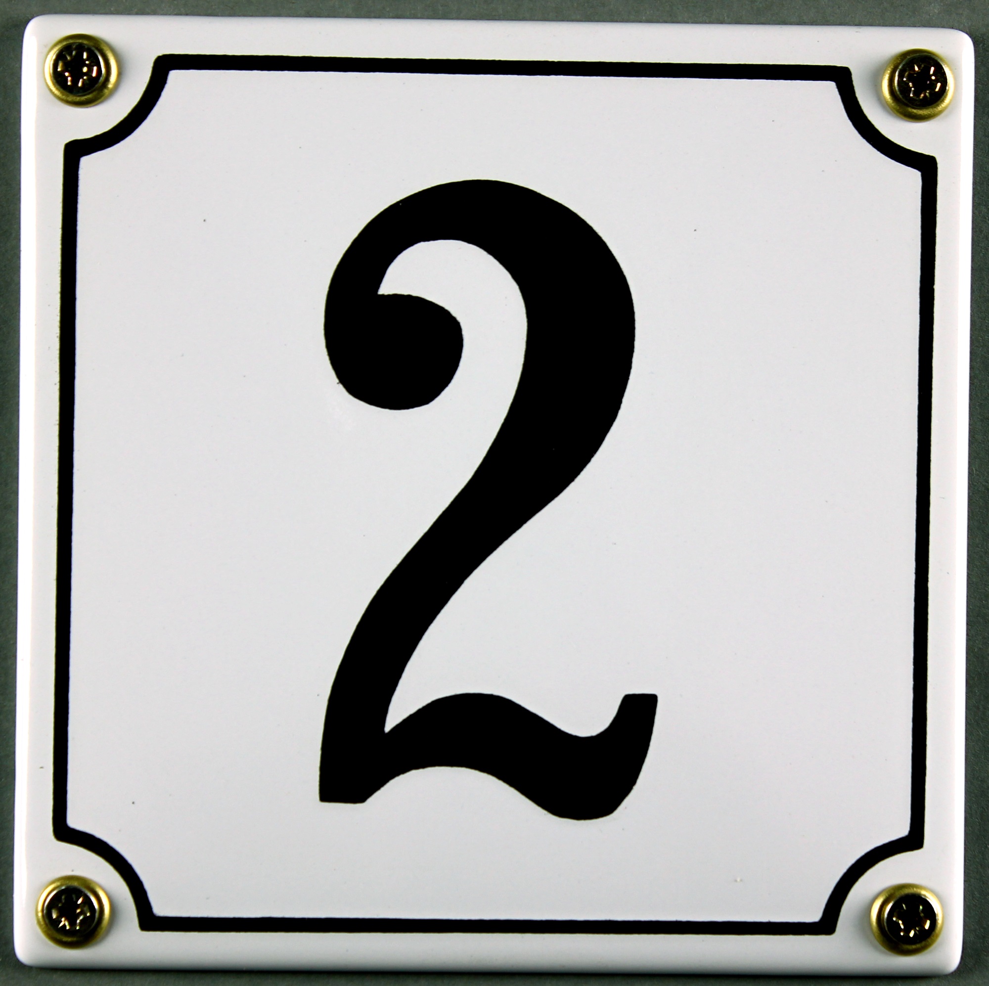 Hausnummernschild 2 weiß 12x12 cm sofort lieferbar Schild Emaille Hausnummer Haus Nummer Zahl Ziffer