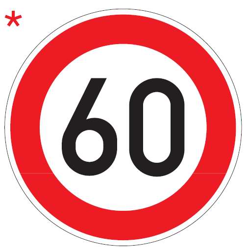 k2740020 Verkehrsschild / Verkehrszeichen Zulässige Höchstgeschwindigkeit (alle KM-Zahlen) 600 mm rund Alumin