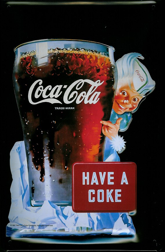 Blechschild Coca Cola Have a Coke Glas Eiswürfel nostalgisches Schild retro Reklameschild