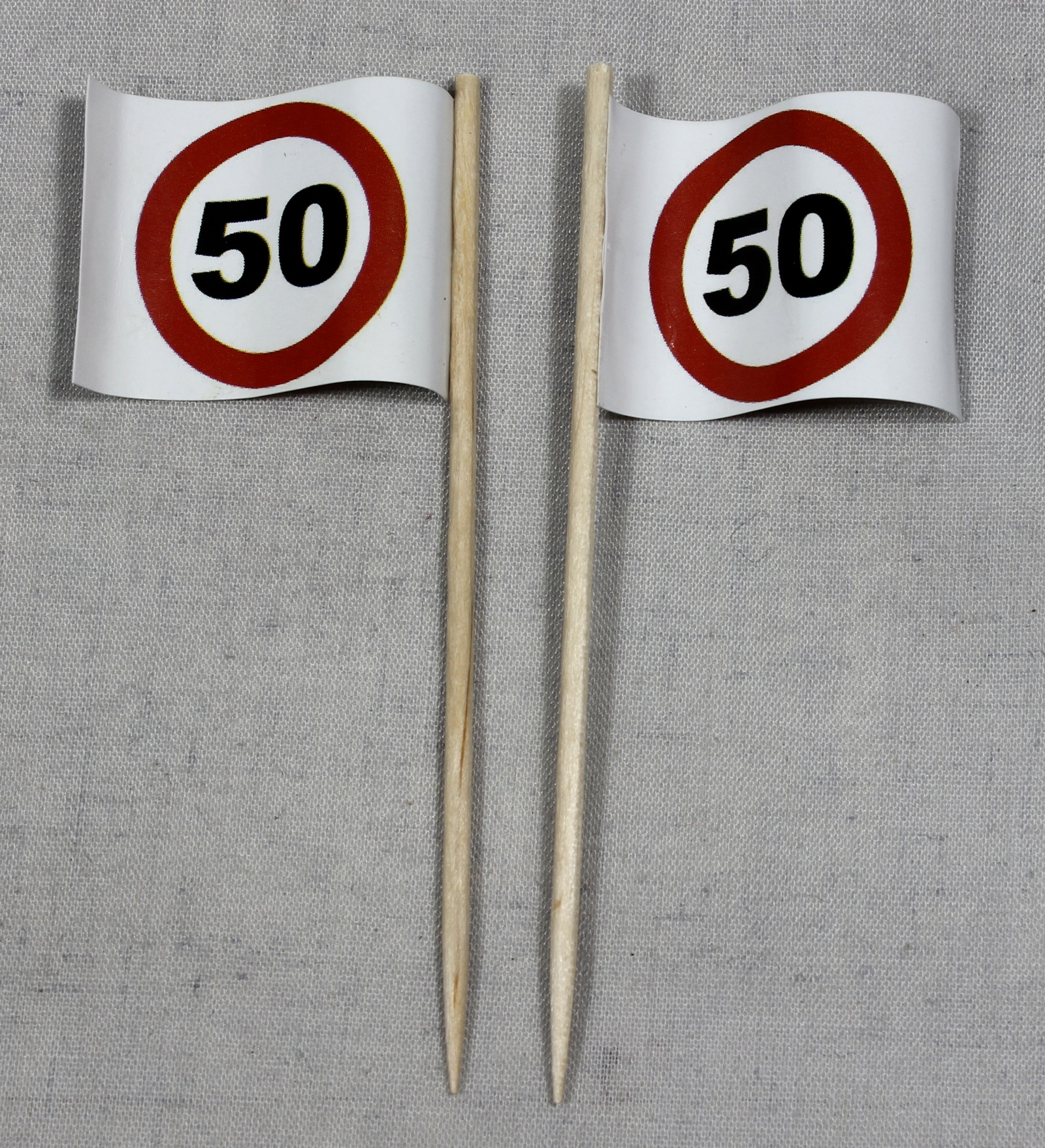 Party-Picker Flagge Tempo 50 Verkehrszeichen Papierfähnchen in Spitzenqualität 25 oder 50 Stück Beut