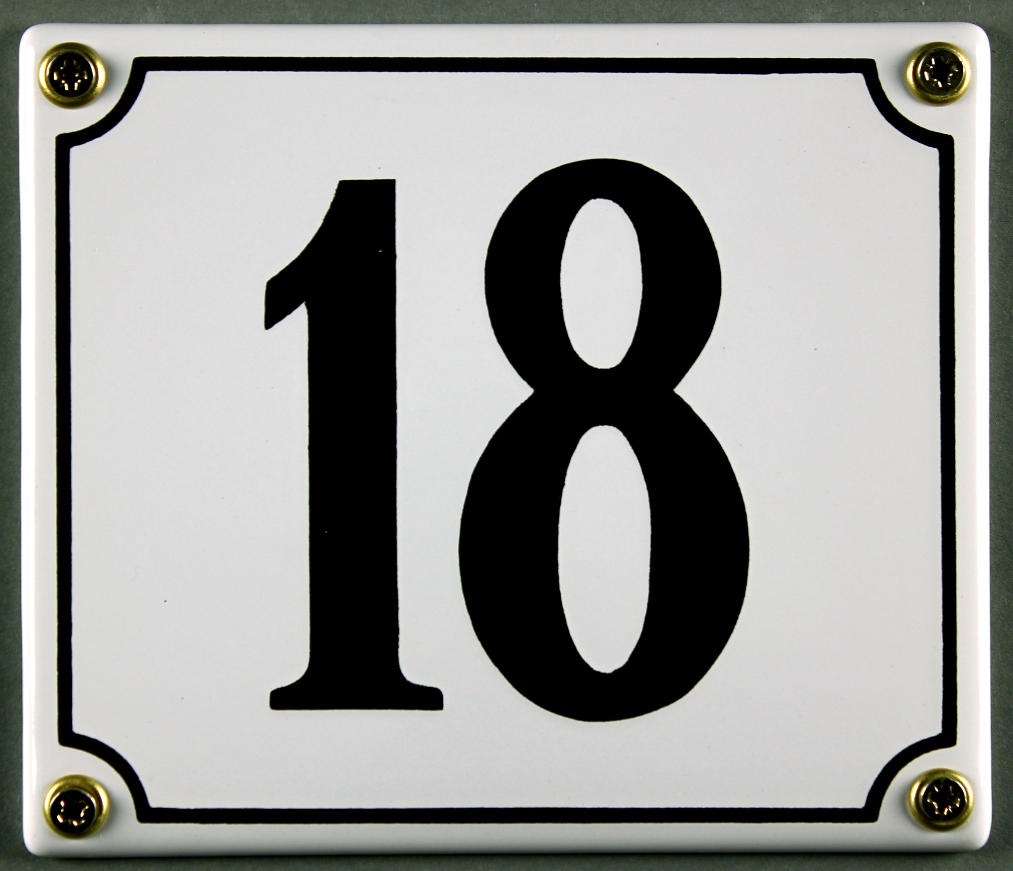 Hausnummernschild 18 weiß 12x14 cm sofort lieferbar Schild Emaille Hausnummer Haus Nummer Zahl Ziffe