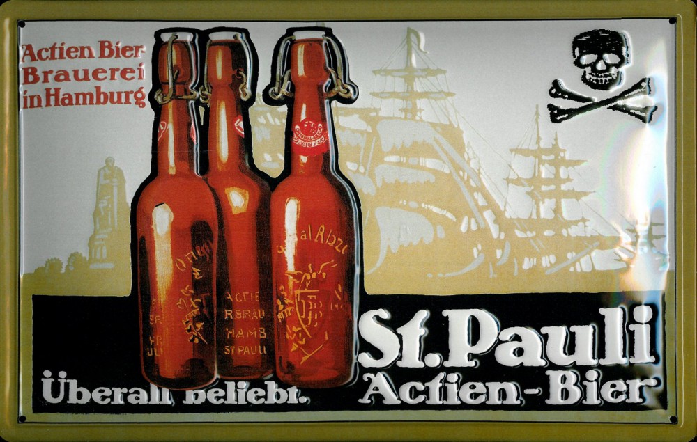 Blechschild St. Pauli Bier Totenkopf Brauerei Hamburg Schild Werbeschild Nostalgieschild