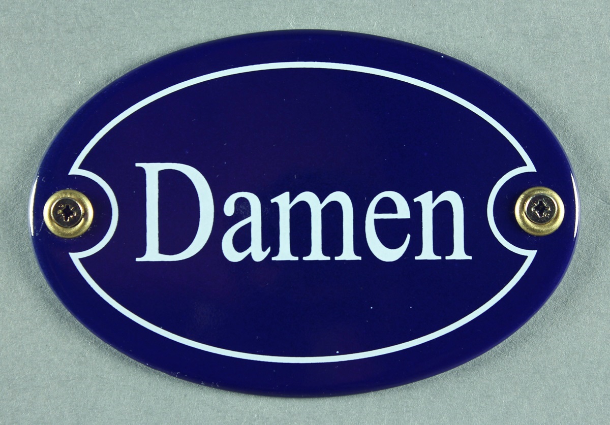 Emaille Türschild Damen blau oval Schild Toilettenschild Emailleschild Metallschild Blechschild