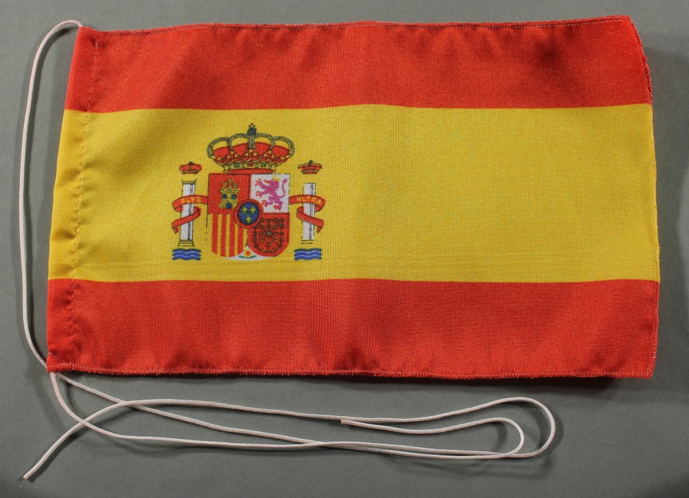 Tischflagge Spanien mit Wappen 25x15 cm optional mit Holz- oder Chromständer Tischfahne Tischfähnche