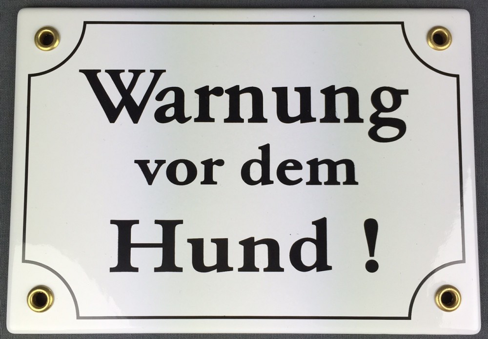 Hinweis Schild Warnung vor dem Hund WEIß