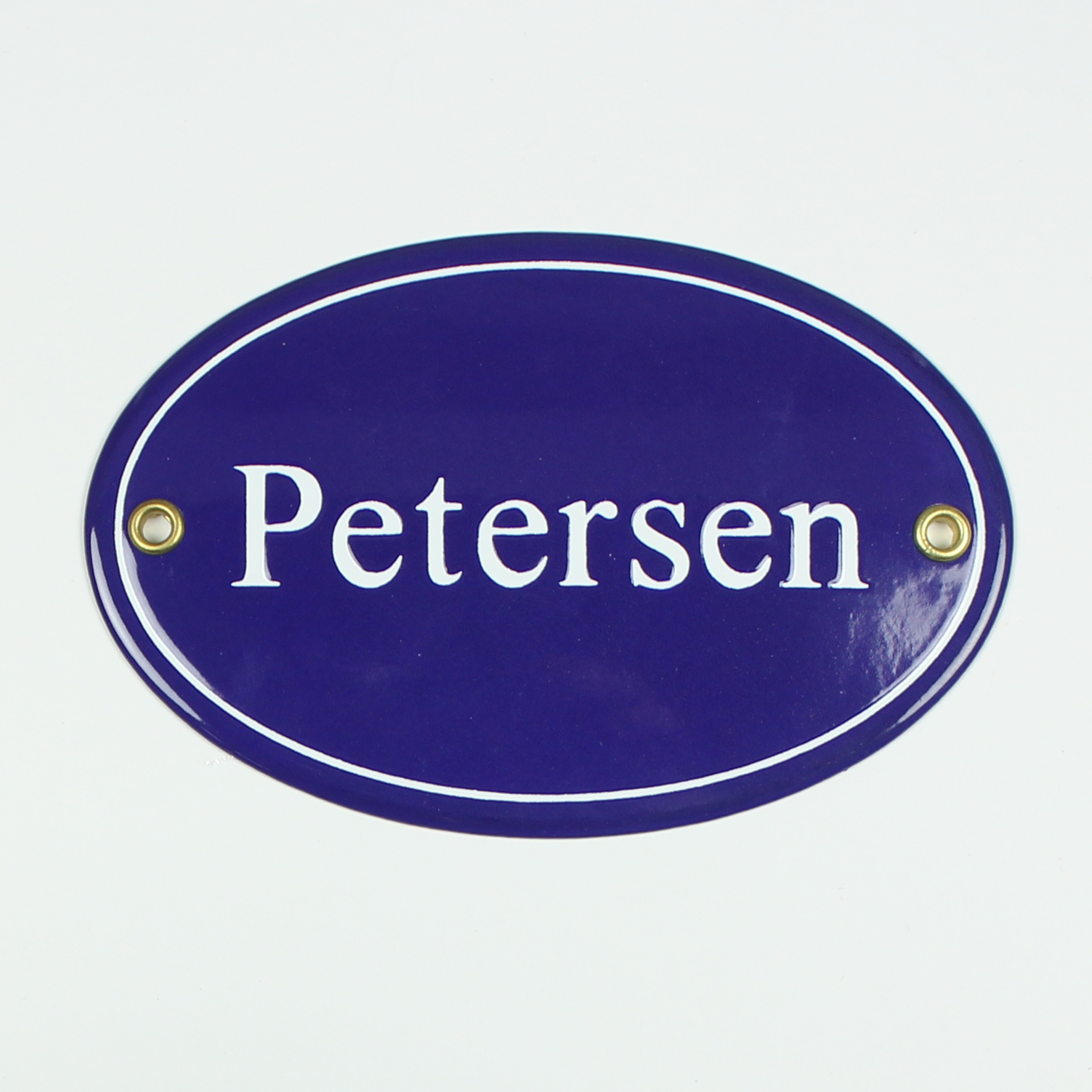 Petersen blau oval 15x10 cm Namensschild