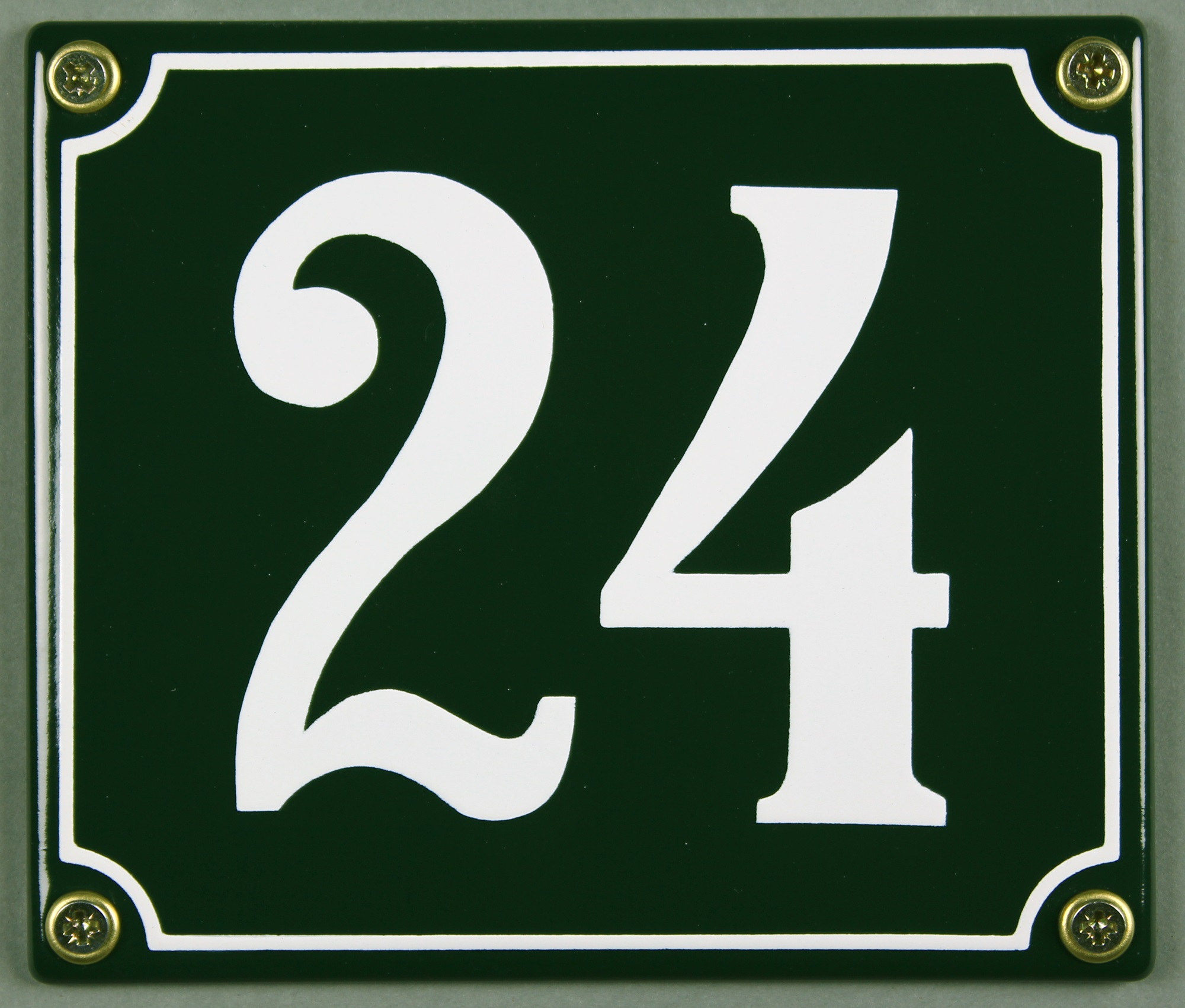 Hausnummernschild 24 grün 12x14 cm sofort lieferbar Schild Emaille Hausnummer Haus Nummer Zahl Ziffe