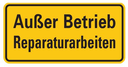 as71301 Aluminium Schild Außer Betrieb Reparaturarbeiten 120x200 mm geprägt