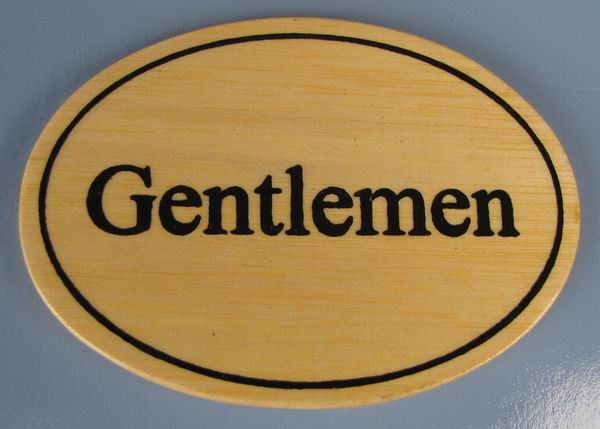 Ovales Holz - Türschild Gentlemen 7x10 cm helles Holzschild Toilette