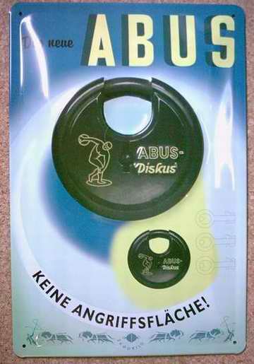 19154 Blechschild Nostalgieschild :  ABUS Sicherheitschloss