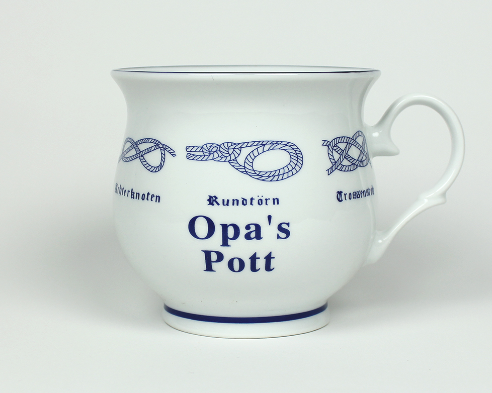 Knotenbecher Opa´s Pott mit Seemannsknoten bauchig Kaffeebecher Kaffeetasse Kaffee Pott