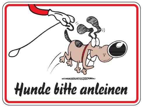 Aluminium Schild Hunde bitte anleinen Bild Hund 150x200 mm geprägt