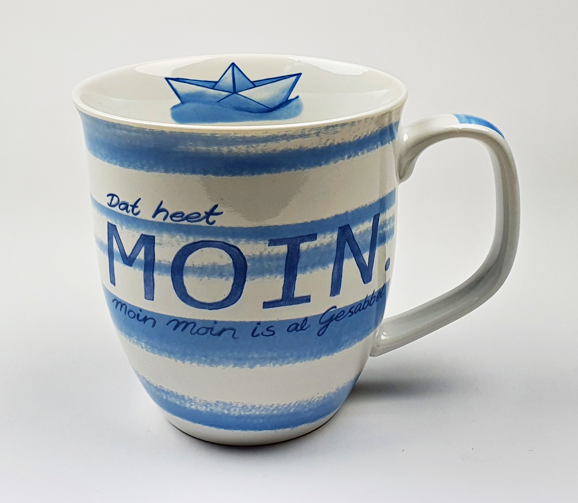 Maritimer Becher Dat heet Moin Gesabbel Anker gestreift Tasse Kaffee Becher Andenken weiß blau