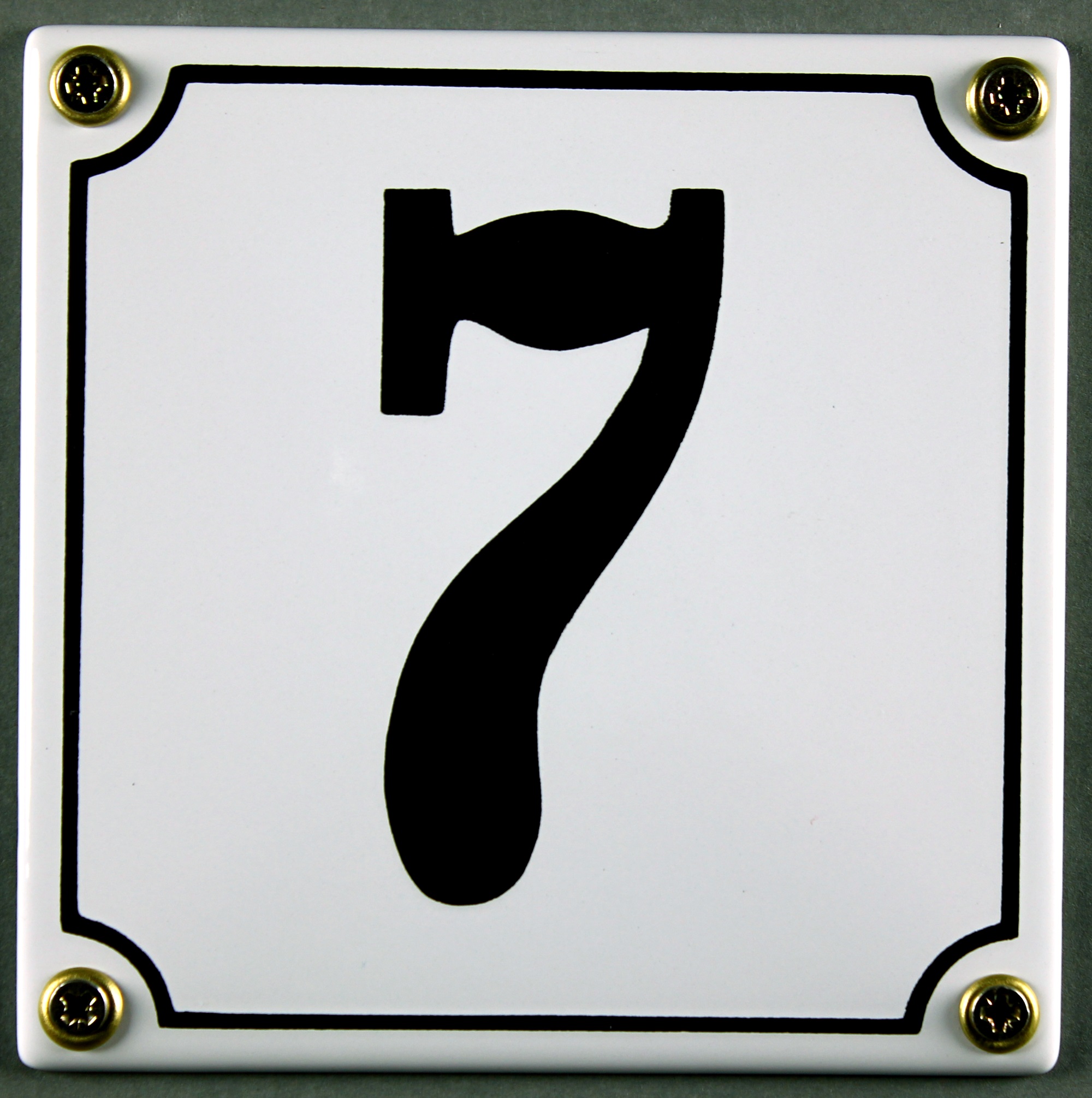 Hausnummernschild 7 weiß 12x12 cm sofort lieferbar Schild Emaille Hausnummer Haus Nummer Zahl Ziffer