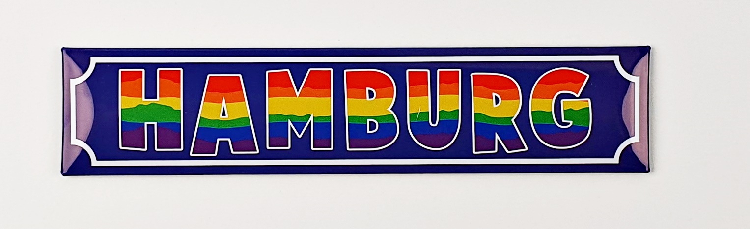 Magnet Straßenschild Hamburg Regenbogen bunt Souvenir Mitbringsel Geschenk Deko