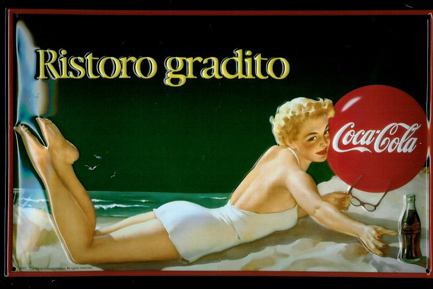 Blechschild Coca Cola Ristoro Gradito Italien Coke retro Schild Werbeschild Nostalgie