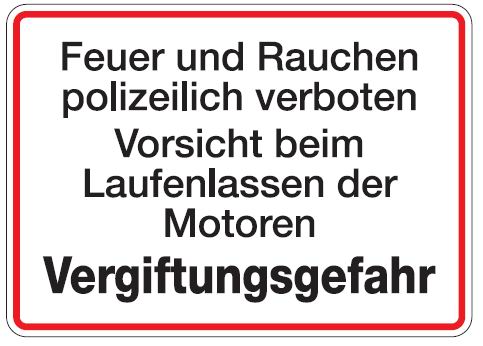 Aluminium Schild Feuer und Rauchen polizeilich verboten Vergiftungsgefahr Garage 250x350 mm geprägt