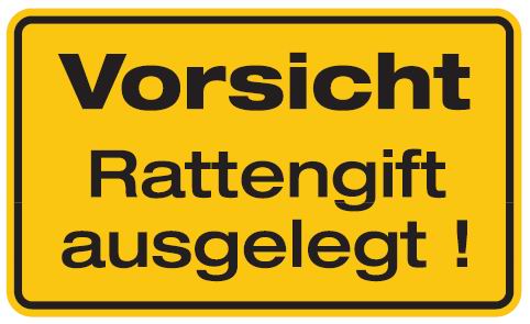 Aluminium Schild Vorsicht Rattengift ausgelegt 120x200 mm geprägt