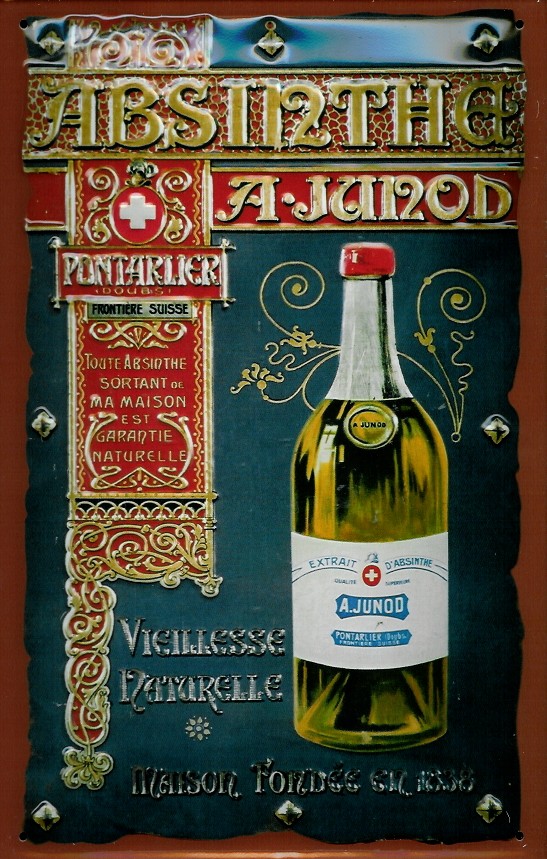 Blechschild Absinthe A. Junod Absinth Schild nostalgisches Reklameschild