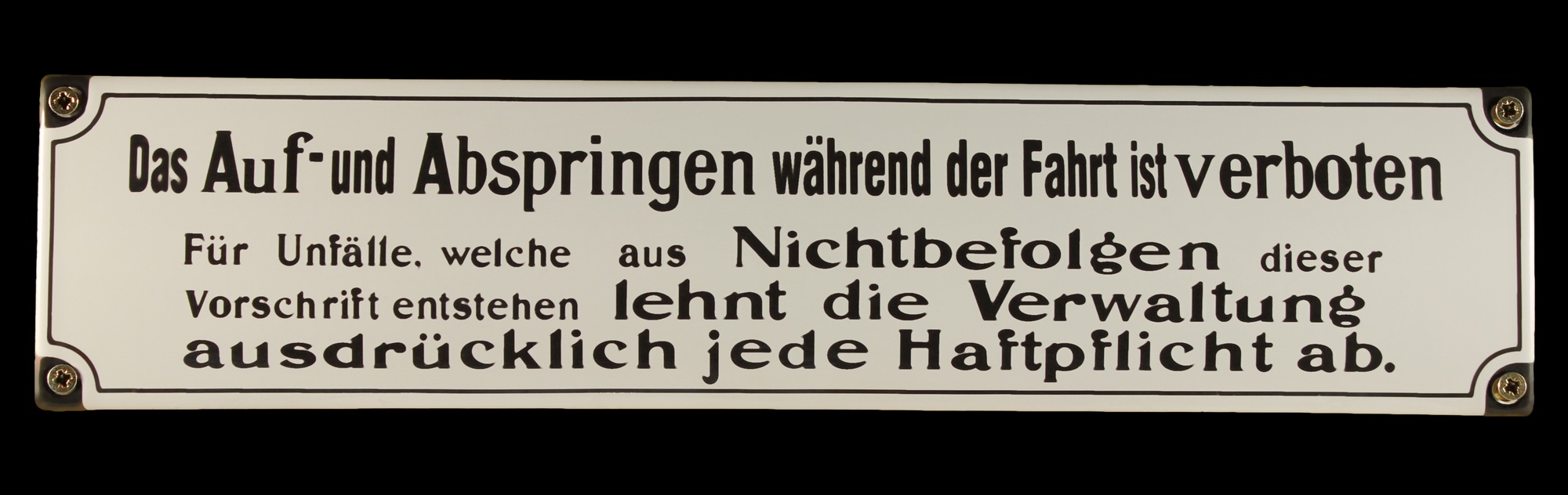 Eisenbahn Schild Das Auf- und Abspringen während der Fahrt ist verboten