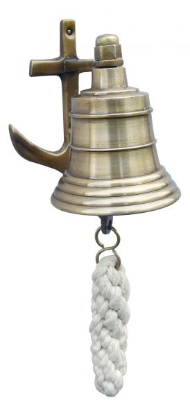 Kleine Glocke 5,5cm mit Anker "antik" Messing Schiffsglocke Mini Wandglocke