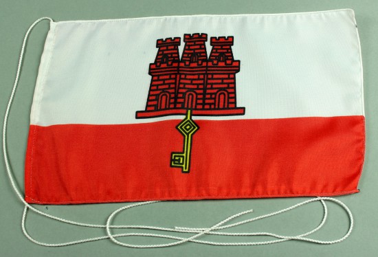 Tischflagge Gibraltar 25x15 cm optional mit Holz- oder Chromständer Tischfahne Tischfähnchen