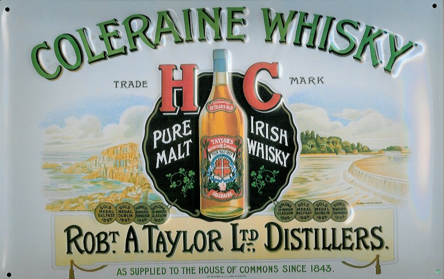 Blechschild Coleraine Whisky Nostalgieschild