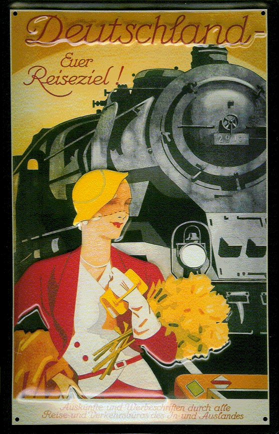 Blechschild Nostalgieschild Deutschland Euer Reiseziel Eisenbahn