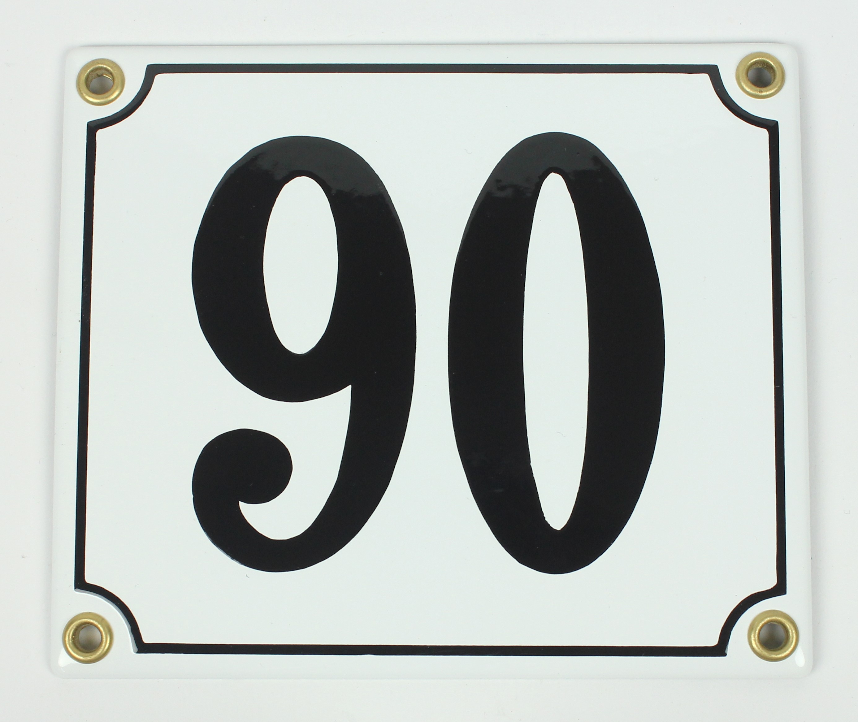 Hausnummernschild 90 weiß Clarendon 14x12 cm Emailleschild