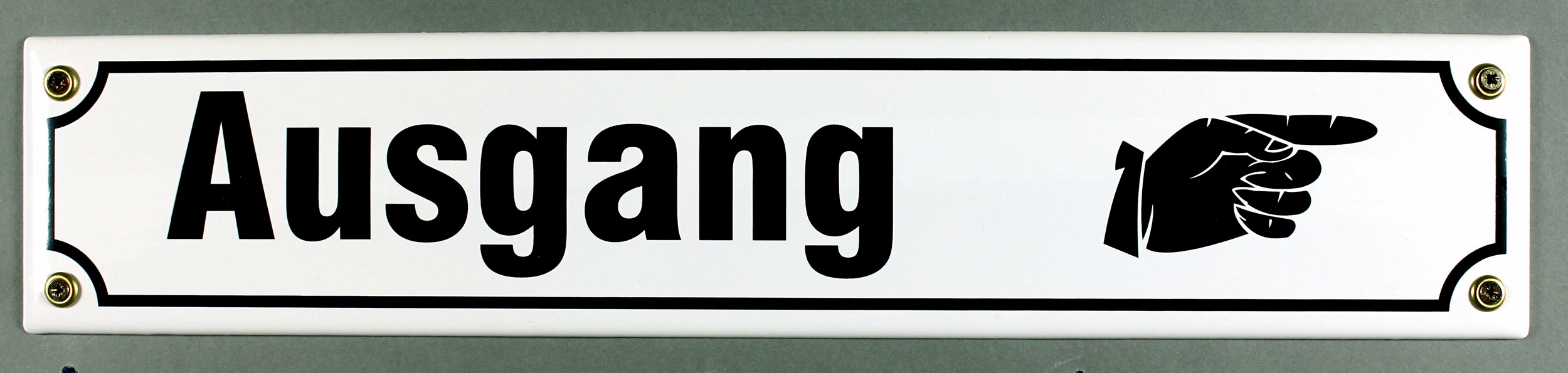 Strassenschild Ausgang Hand rechts 40x8 cm Email Strassen Schild Emaille