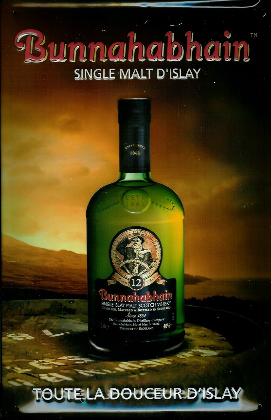 Blechschild Bunnahabhain Single Malt Scotch Whisky Schild retro Werbung Nostalgieschild