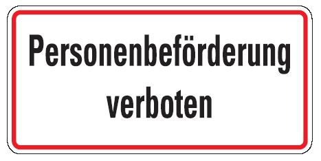 Aluminium Schild Personenbeförderung verboten 170x350 mm geprägt