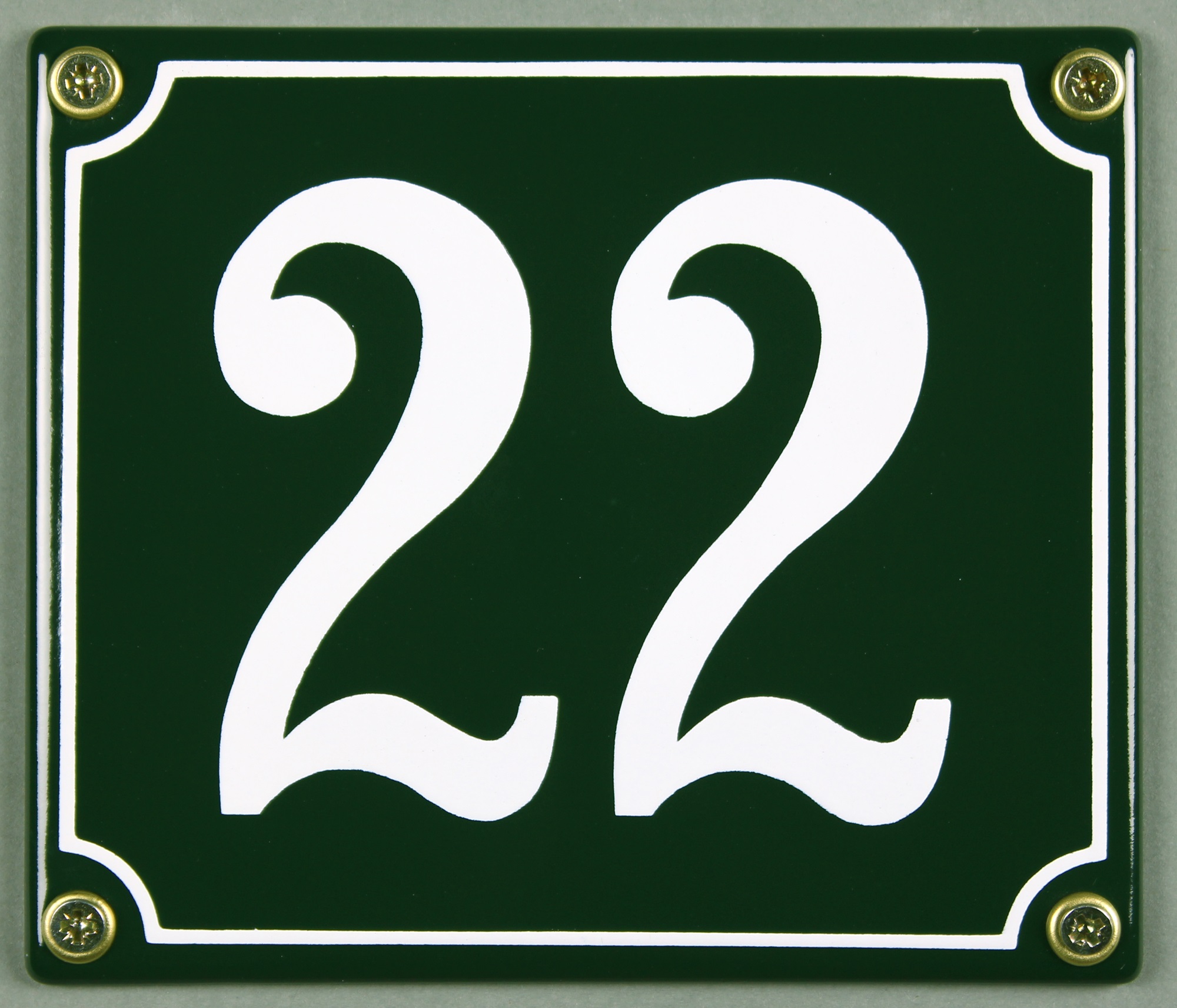 Hausnummernschild 22 grün 12x14 cm sofort lieferbar Schild Emaille Hausnummer Haus Nummer Zahl Ziffe