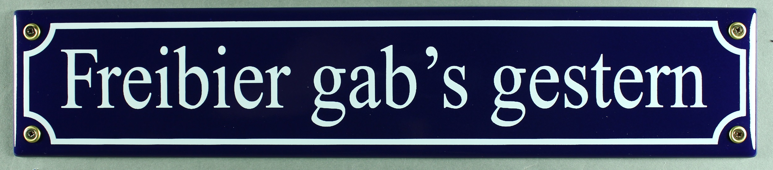 Strassenschild Freibier gab s gestern 40x8 cm Email Biergarten Schild Emaille