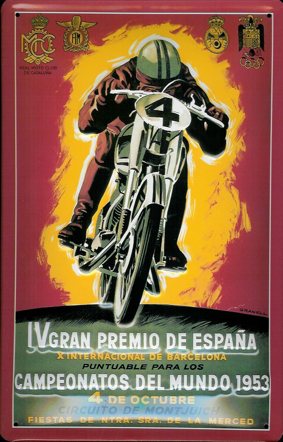 B015-Real-Moto-Club Blechschild Motorrad iV Gran Premio de Espana 1953 Nostalgieschild Spanien