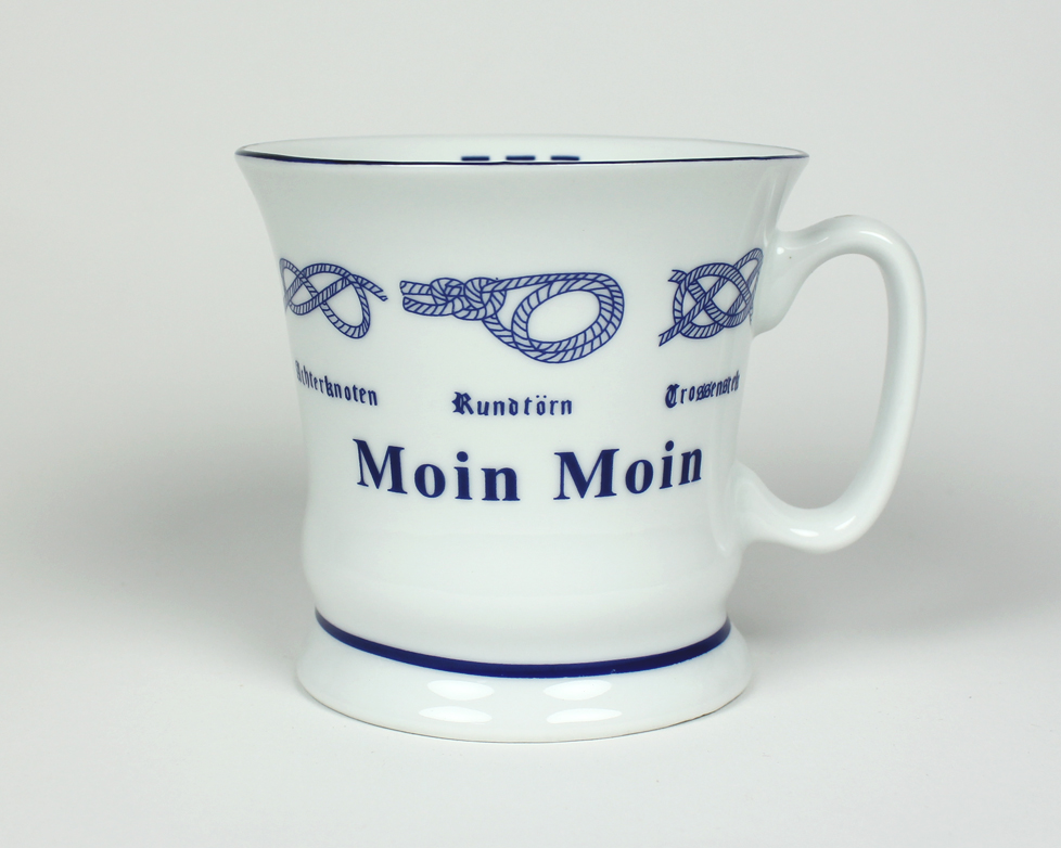 Knotenbecher Moin Moin mit Seemannsknoten hoch Kaffeebecher Kaffeetasse Kaffee Pott