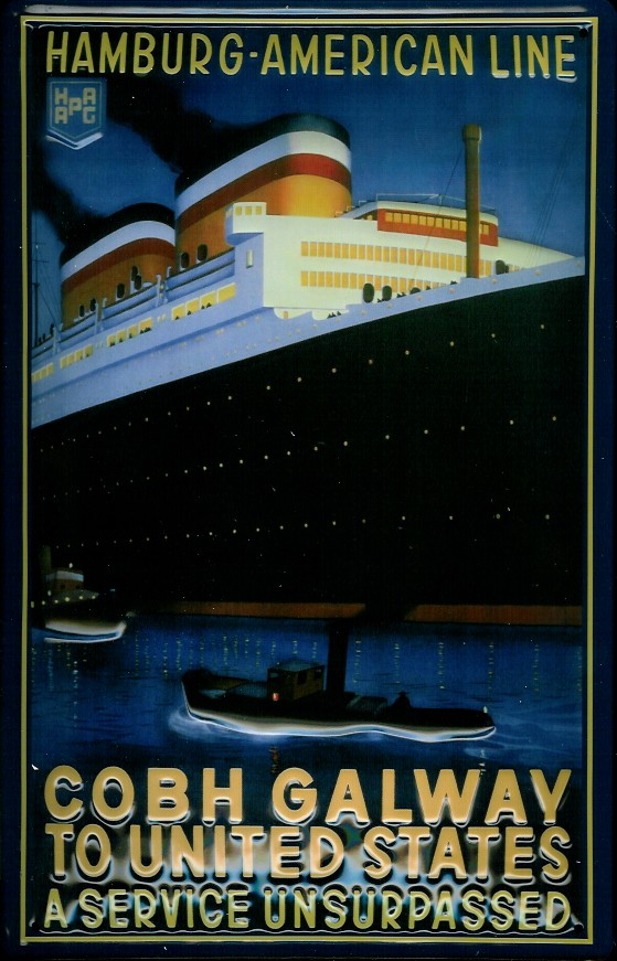 Blechschild Hapag Lloyd Hamburg American Line Cobh Galway Dampfer Schiff Schild Nostalgieschild