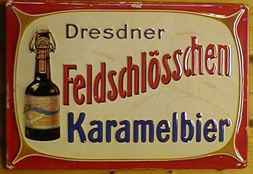 Blechschild Dresdner Feldschlösschen Karamelbier Bier Dresden Schild retro Werbeschild