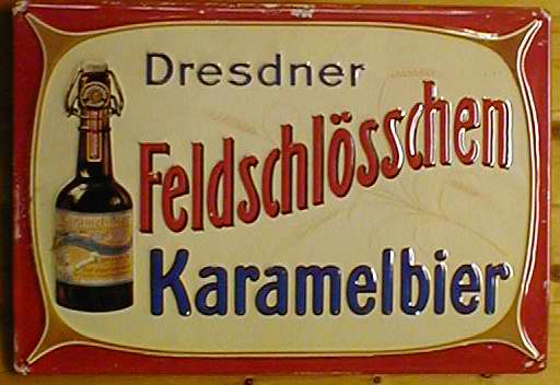 415353 Blechschild Dresdner Feldschlösschen Karamelbier Bier Dresden Schild retro Werbeschild