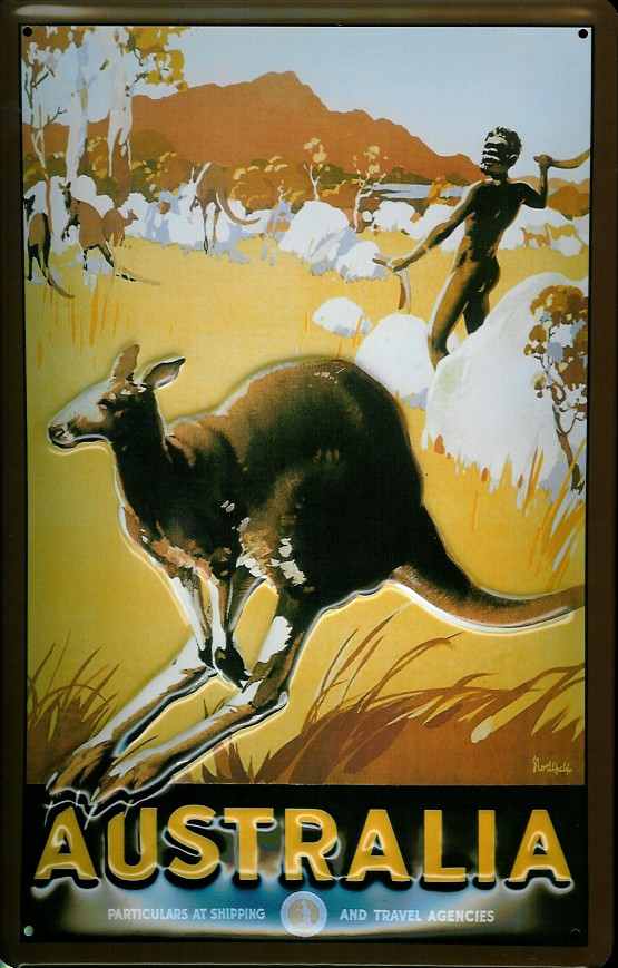 Blechschild Nostalgieschild Australien Känguruh Australien