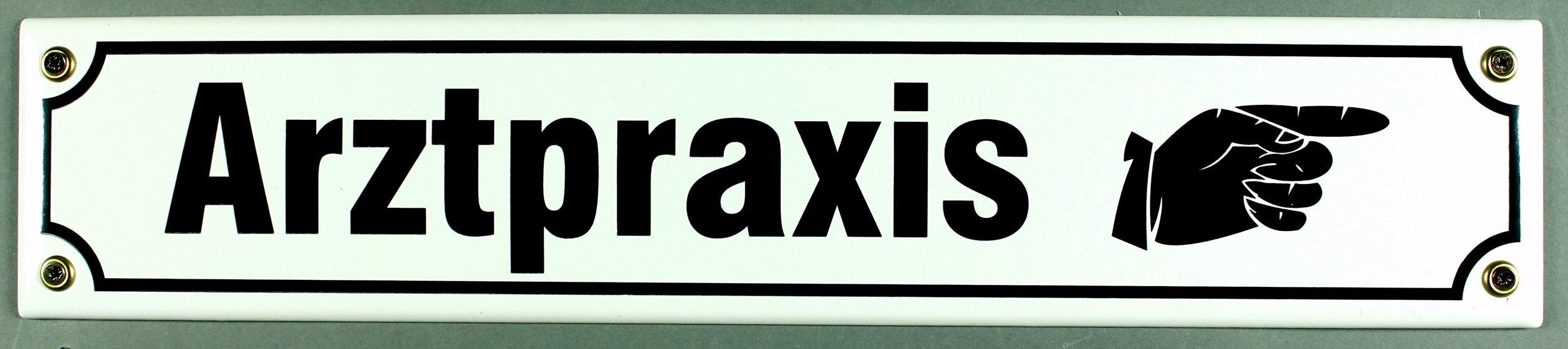 Strassenschild Arztpraxis Hand rechts 40x8 cm Email Strassen Schild Emaille