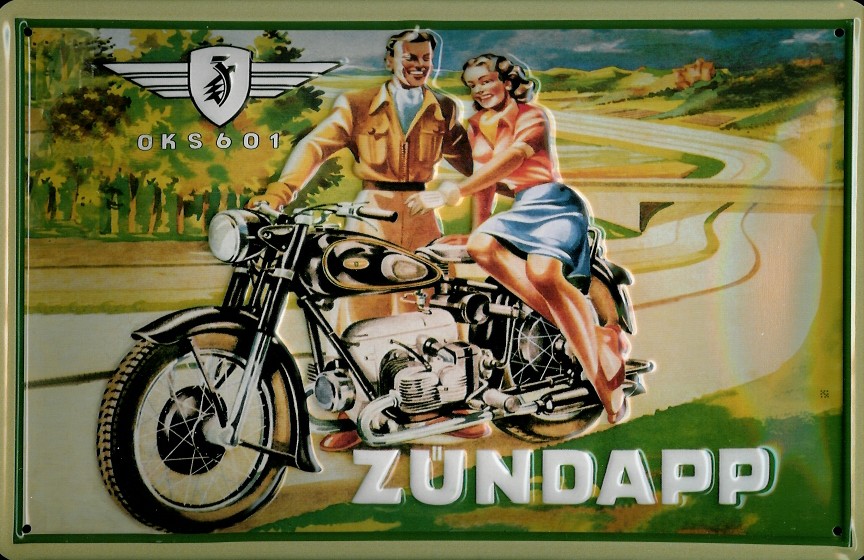 zuendapp-oks601-motorrad-blechschild Blechschild Zündapp OKS 601 Motorrad Sozius Schild Nostalgieschild