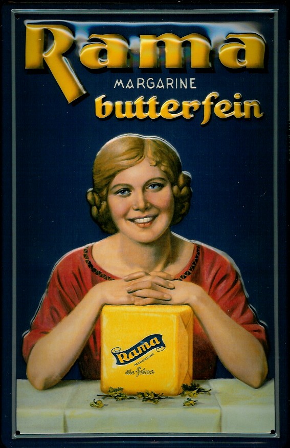 Blechschild Rama Margarine butterfein Würfel Milch Margarinewürfel Schild