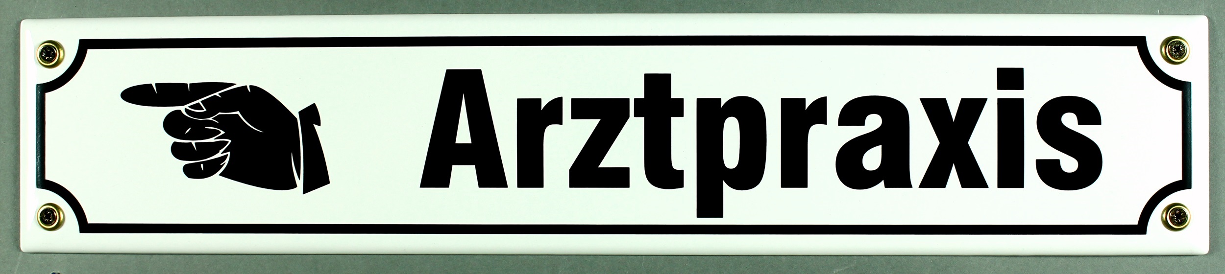 Strassenschild Arztpraxis Hand links 40x8 cm Email Strassen Schild Emaille